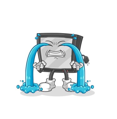 the tv crying illustration. character vecto
