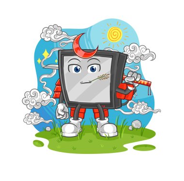 the tv samurai cartoon. cartoon mascot vecto