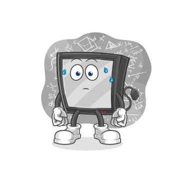 the tv thinking hard vector. cartoon characte