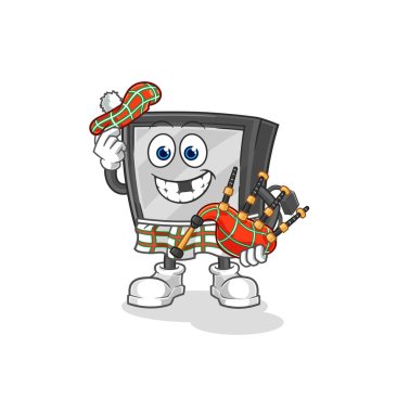 the tv scottish with bagpipes vector. cartoon characte