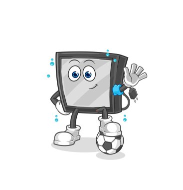 the tv playing soccer illustration. character vecto
