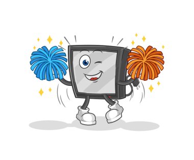 the tv cheerleader cartoon. cartoon mascot vecto