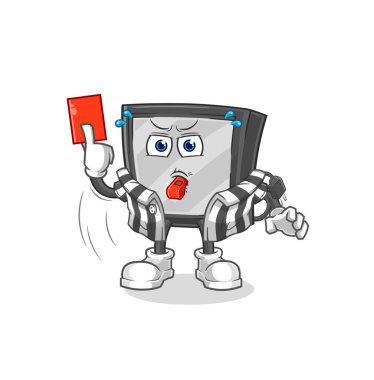 the tv referee with red card illustration. character vecto