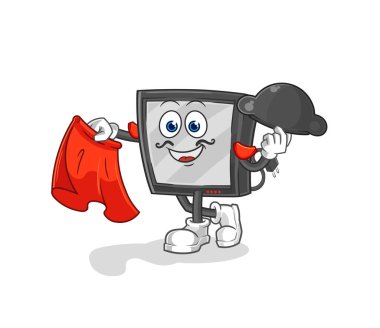 the tv matador with red cloth illustration. character vecto
