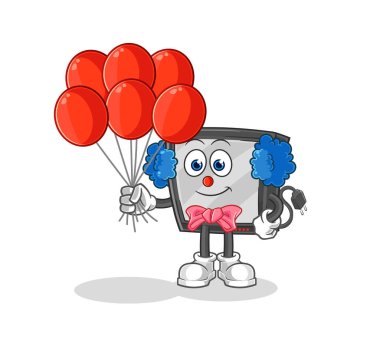 the tv clown with balloons vector. cartoon characte