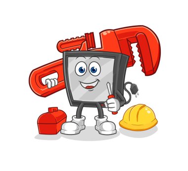 the tv plumber cartoon. cartoon mascot vecto