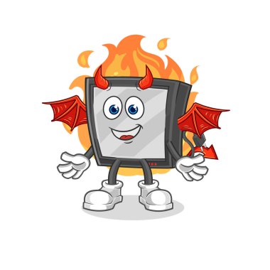 the tv demon with wings character. cartoon mascot vecto