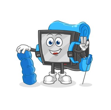 the tv go camping mascot. cartoon vecto