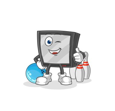 the tv play bowling illustration. character vecto
