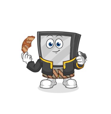 the tv Javanese character. cartoon mascot vecto