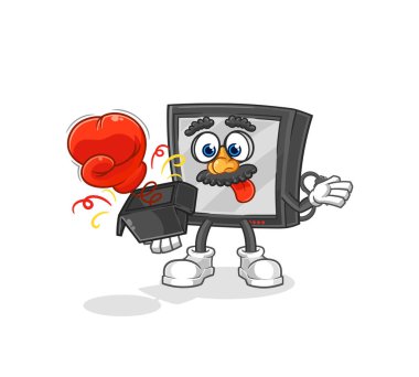 the tv prank glove in the box. cartoon masco