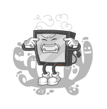 the depressed tv character. cartoon vecto