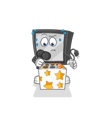 the tv play whack a mole mascot. cartoon vecto