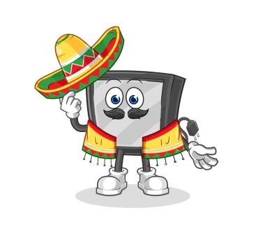 the tv Mexican culture and flag. cartoon mascot vecto
