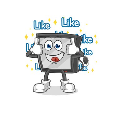 the tv give lots of likes. cartoon vecto