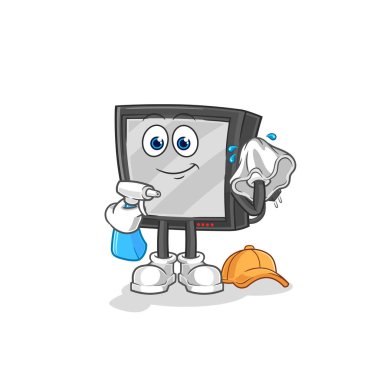 the tv cleaner vector. cartoon characte