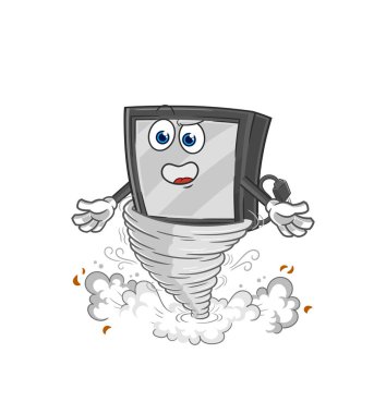 the tv in the tornado cartoon character vecto