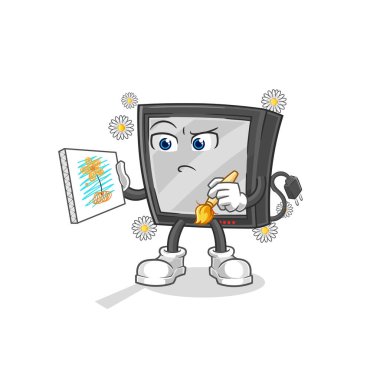 the tv traditional painter cartoon character vecto