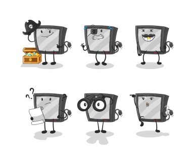 the tv Pirate group character. cartoon mascot vecto