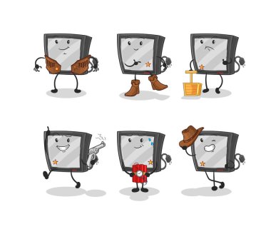 the tv cowboy group character. cartoon mascot vecto