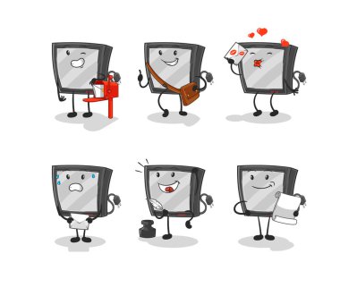 the tv postman set character. cartoon mascot vecto