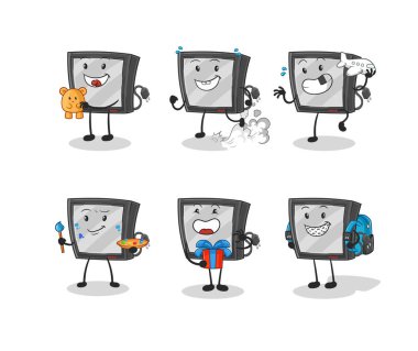 the tv children group character. cartoon mascot vecto