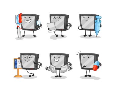 the tv doctor group character. cartoon mascot vecto