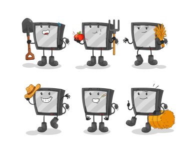 the tv farmer group character. cartoon mascot vecto