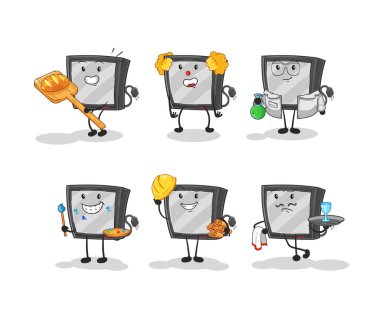 the tv profession set character. cartoon mascot vecto