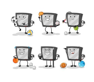 the tv sport set character. cartoon mascot vecto