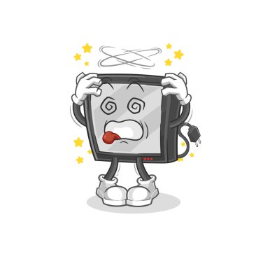 the tv dizzy head mascot. cartoon vecto