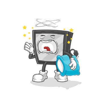 the tv yawn character. cartoon mascot vecto