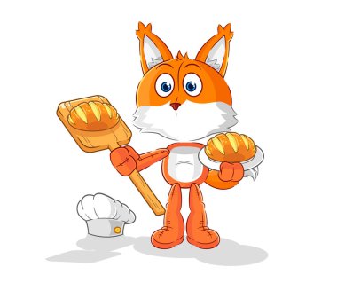 the fox baker with bread. cartoon mascot vecto