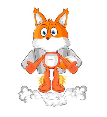 the fox with jetpack mascot. cartoon vecto