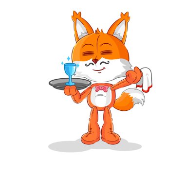 the fox waiter cartoon. cartoon mascot vecto