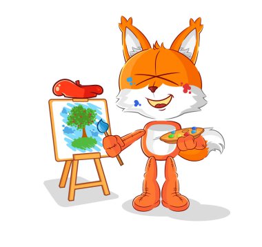 the fox artist mascot. cartoon vecto