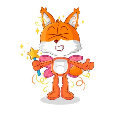 the fox fairy with wings and stick. cartoon mascot vecto