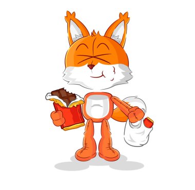 the fox eat chocolate mascot. cartoon vecto