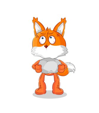 the fox lifting rock cartoon character vecto