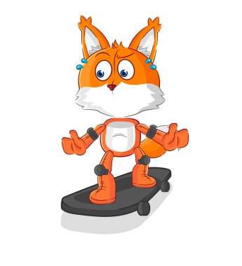 the fox riding skateboard cartoon character vecto