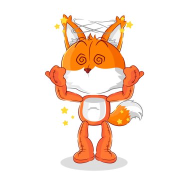 the fox dizzy head mascot. cartoon vecto