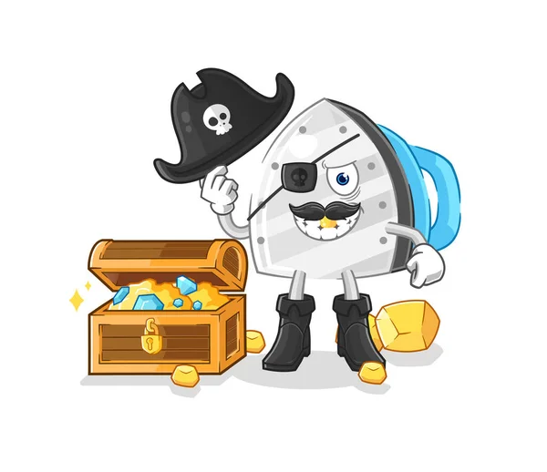 Iron Pirate Treasure Mascot Cartoon Vecto — Stock Vector