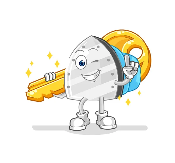 Iron Carry Key Mascot Cartoon Vecto — Stock Vector