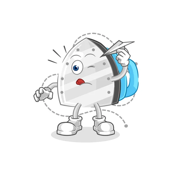 Iron Paper Plane Character Cartoon Mascot Vecto — Stok Vektör