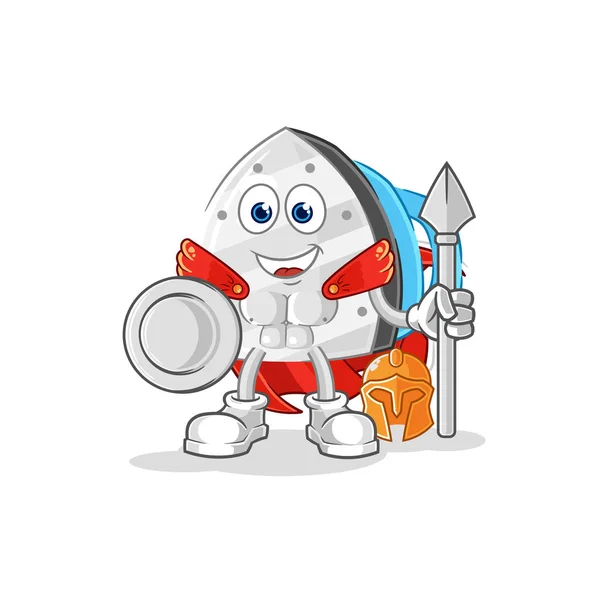 Iron Spartan Character Cartoon Mascot Vecto —  Vetores de Stock