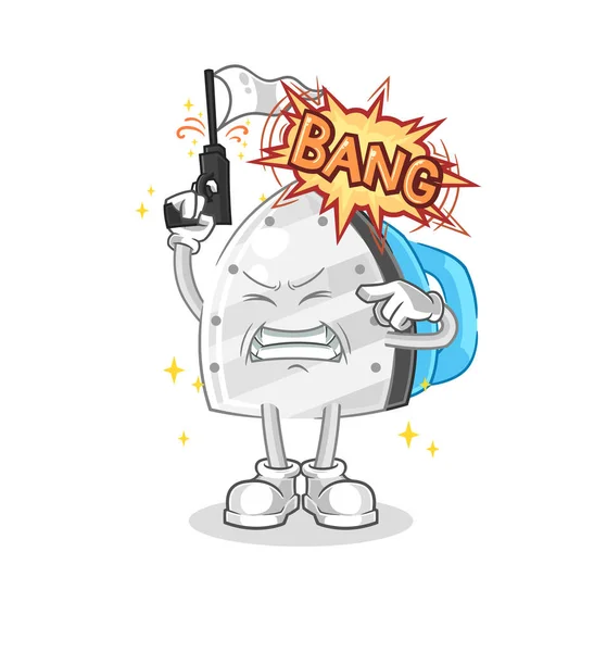 Iron Warning Shot Mascot Cartoon Vecto — Διανυσματικό Αρχείο