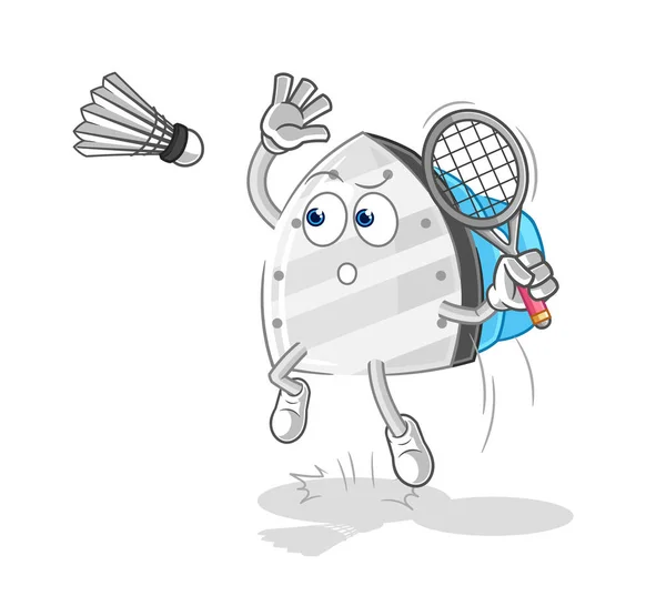 Iron Smash Badminton Cartoon Cartoon Mascot Vecto — Vetor de Stock