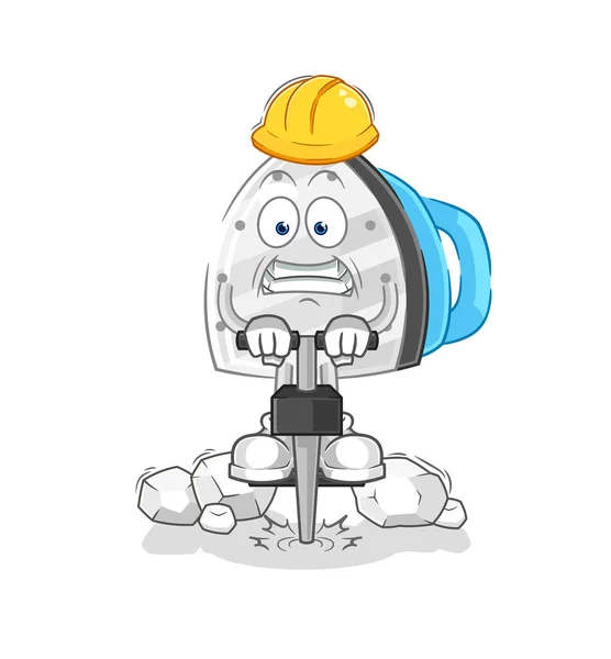 Iron Drill Ground Cartoon Character Vecto — Stock Vector