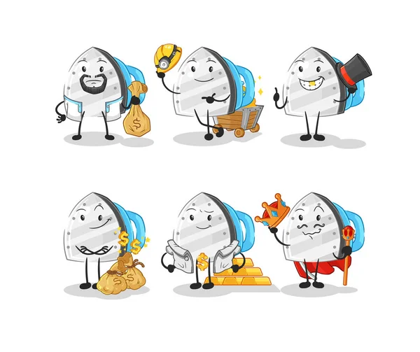 Iron Rich Group Character Cartoon Mascot Vecto — Διανυσματικό Αρχείο