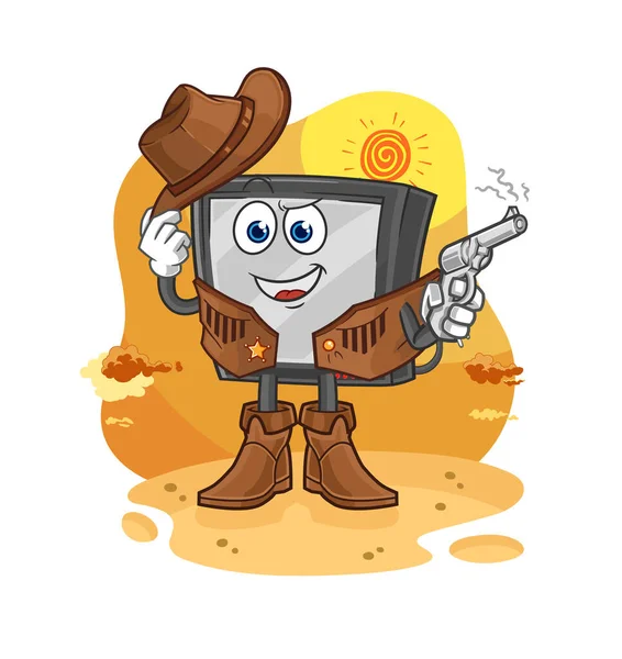 Cowboy Gun Character Vecto — Stockvector